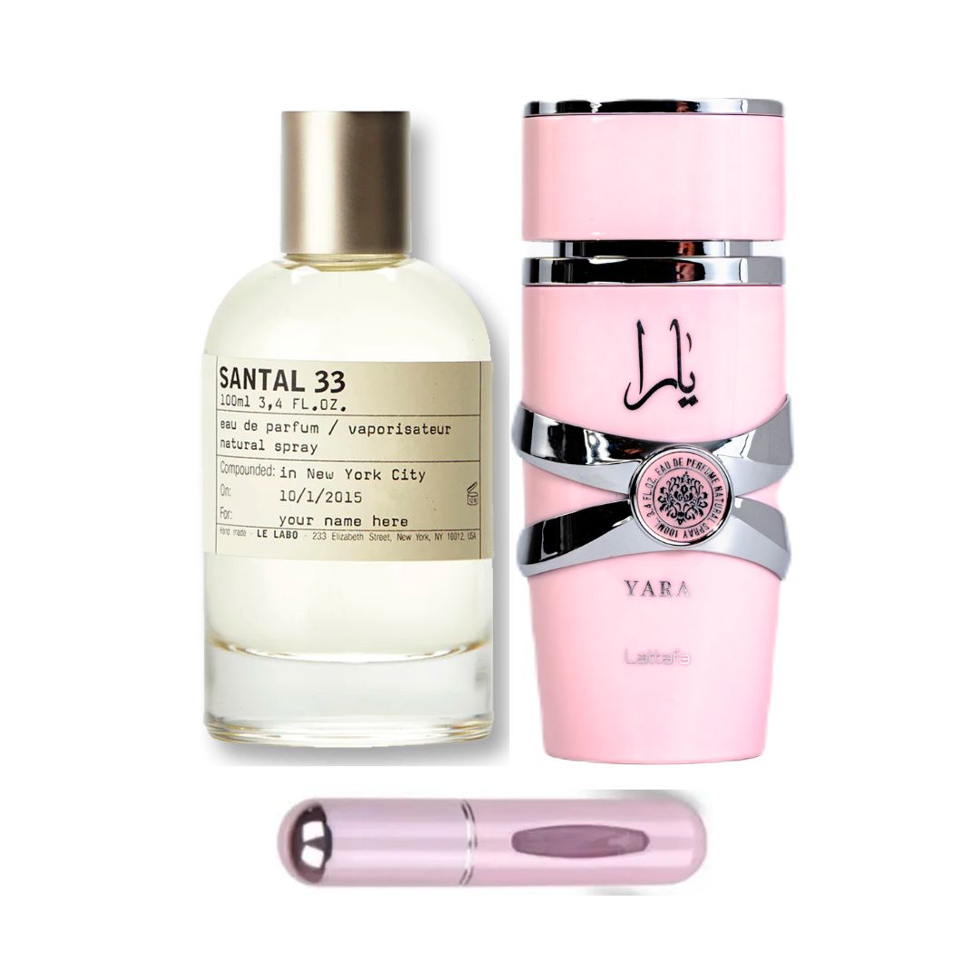 PERFUME YARA+SANTAL 33 + PERFUMERO